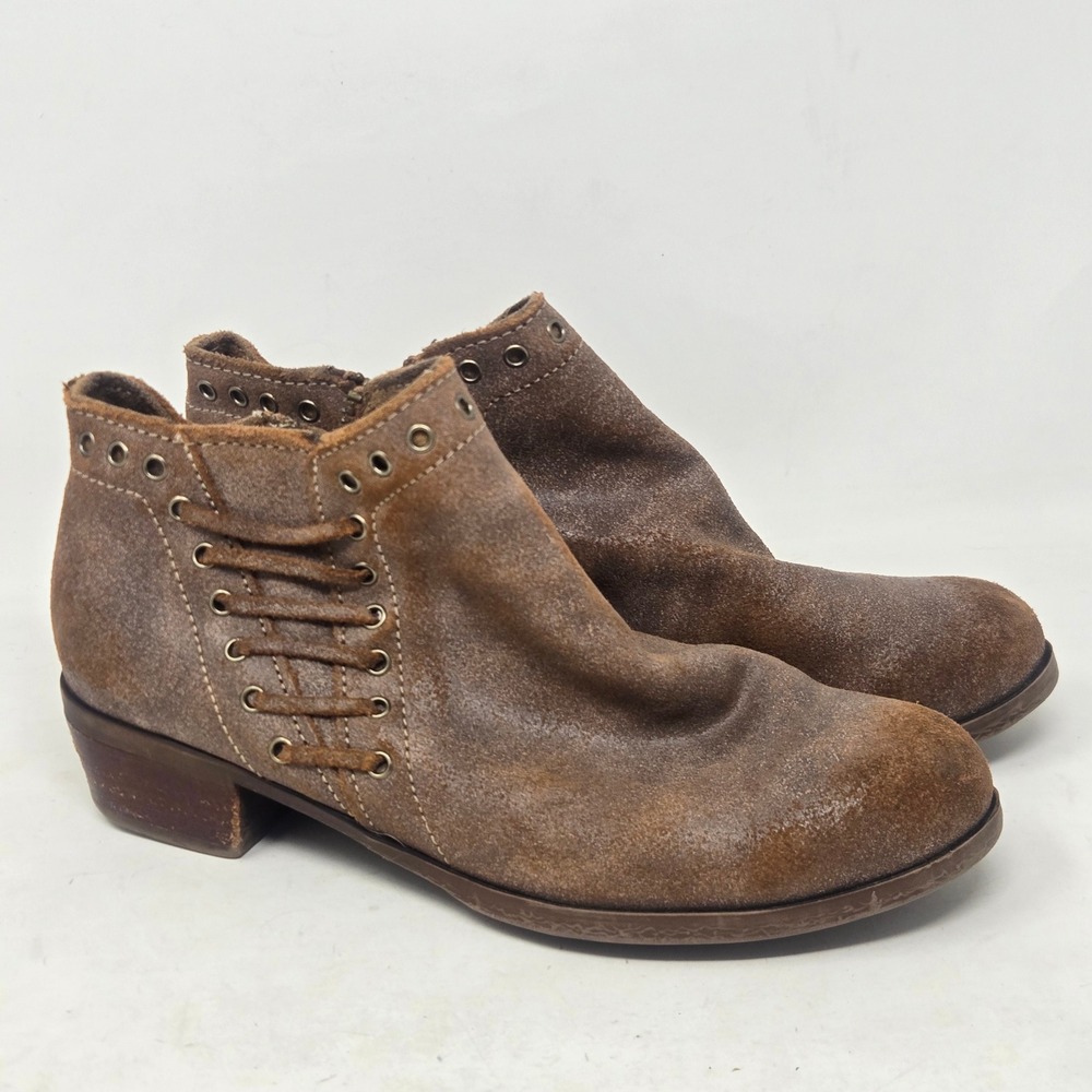 Minnetonka Womens Brown Suede Lace Side Ankle Boots 1533T Size 7